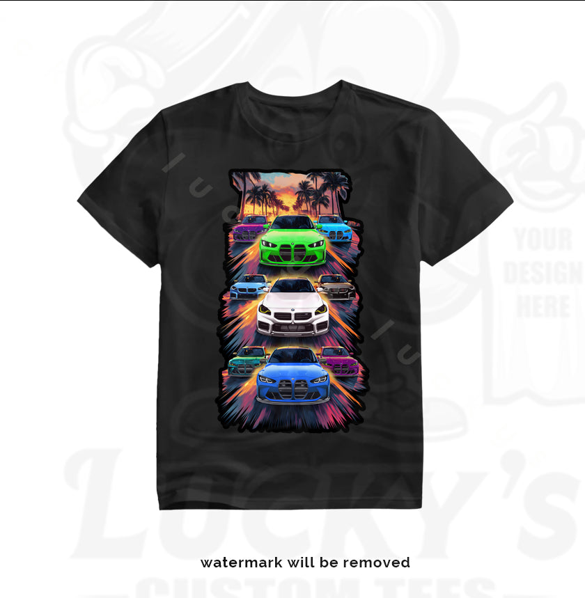 BMW M3 T-shirt with 9 cars