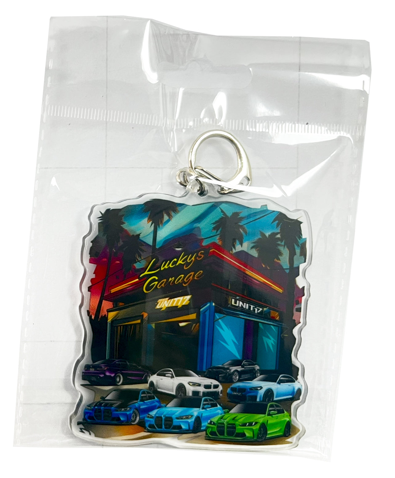 Lucky's Garage BMW Keychain