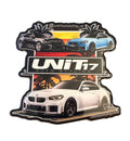 BMW G87 M2 Acrylic magnet featuring alpine white, black, Zandvoort blue
