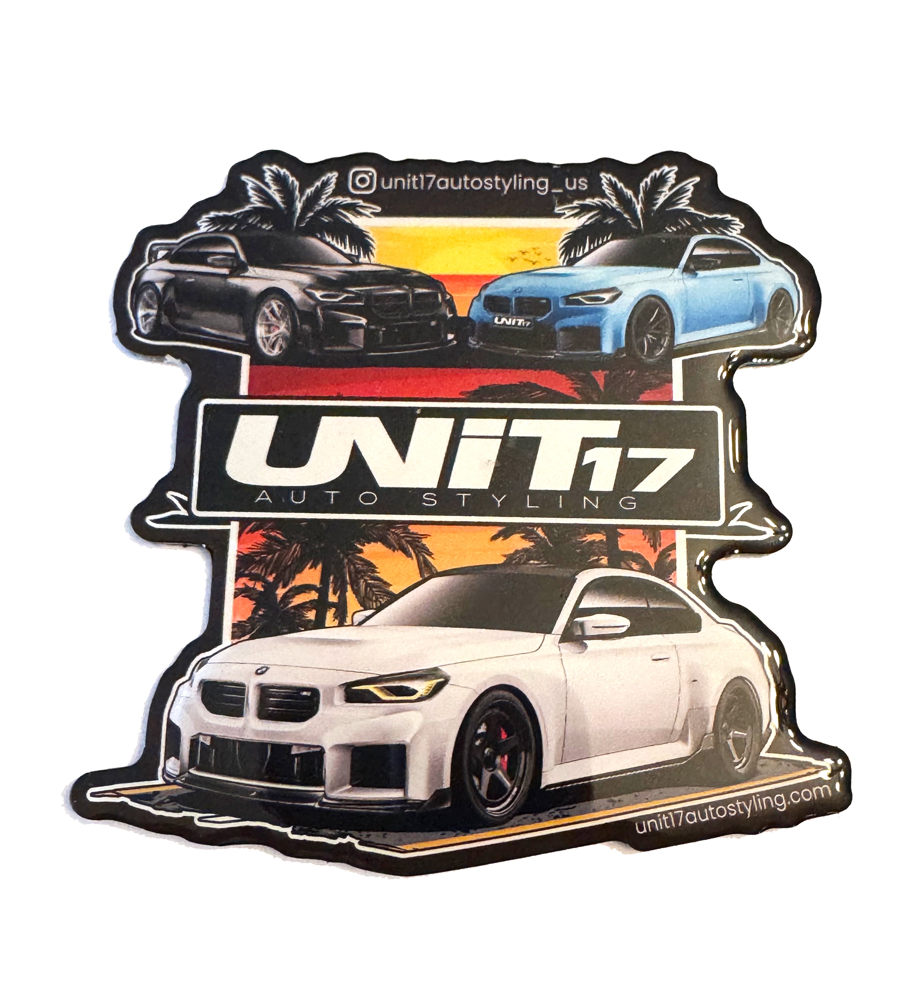 BMW G87 M2 Acrylic magnet featuring alpine white, black, Zandvoort blue